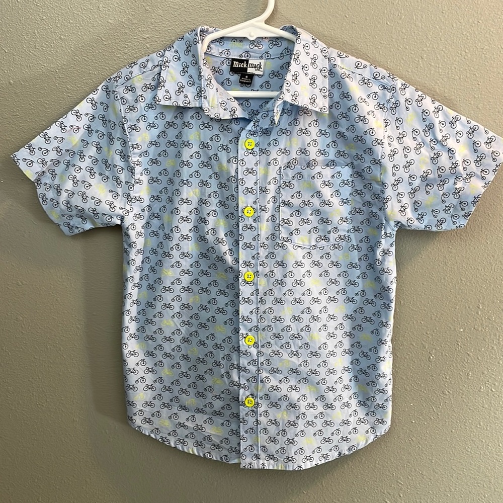 Bicycle Print Boys SS Shirt Sz 6